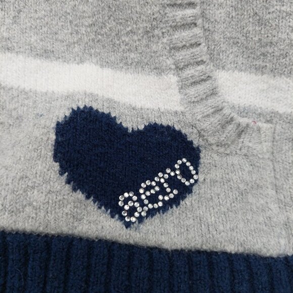 American Eagle Women's Hoodie Sweater Size XL Striped Gray Cream V Neck Zipper - Picture 9 of 9